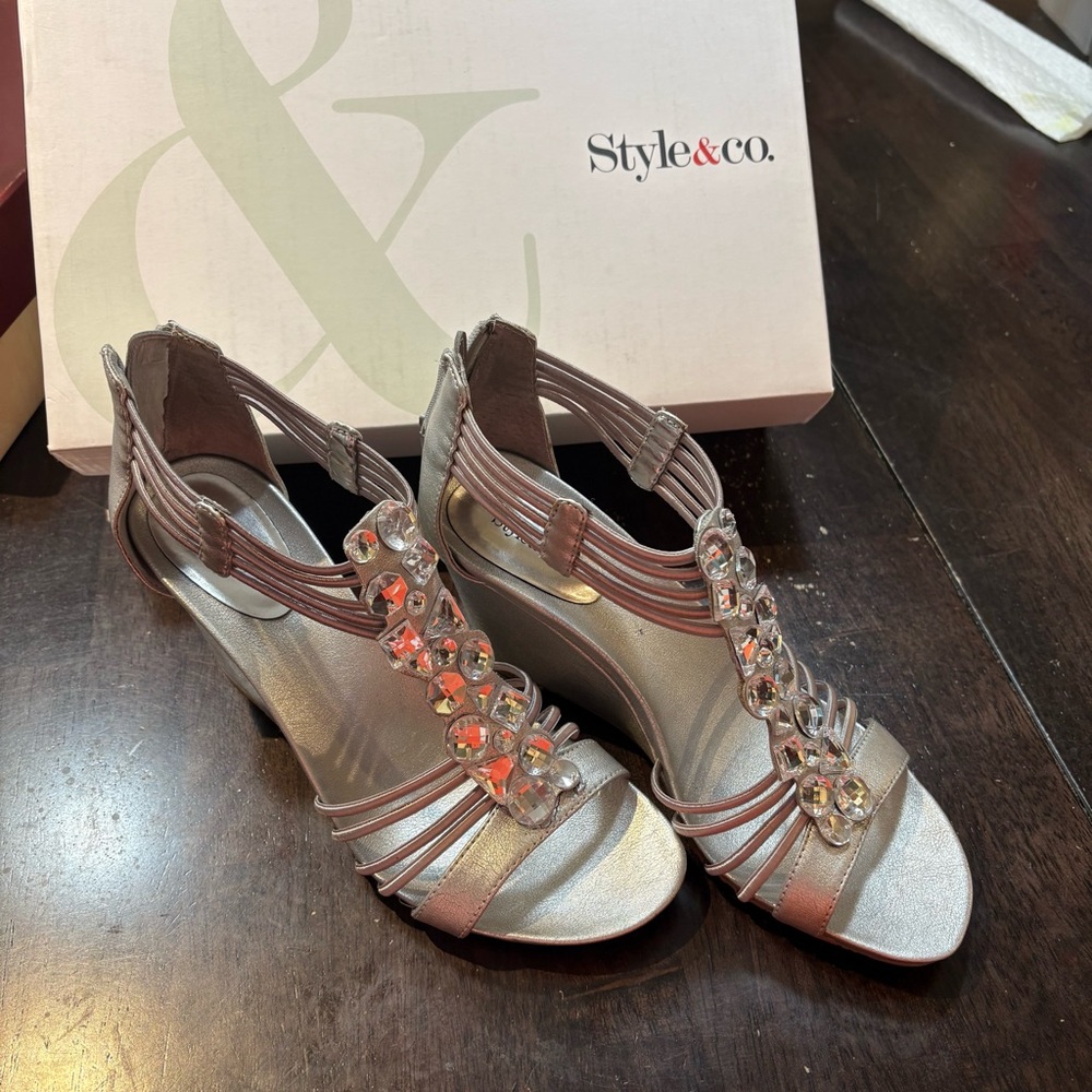 Style & Co. Shimmering Silver Heels